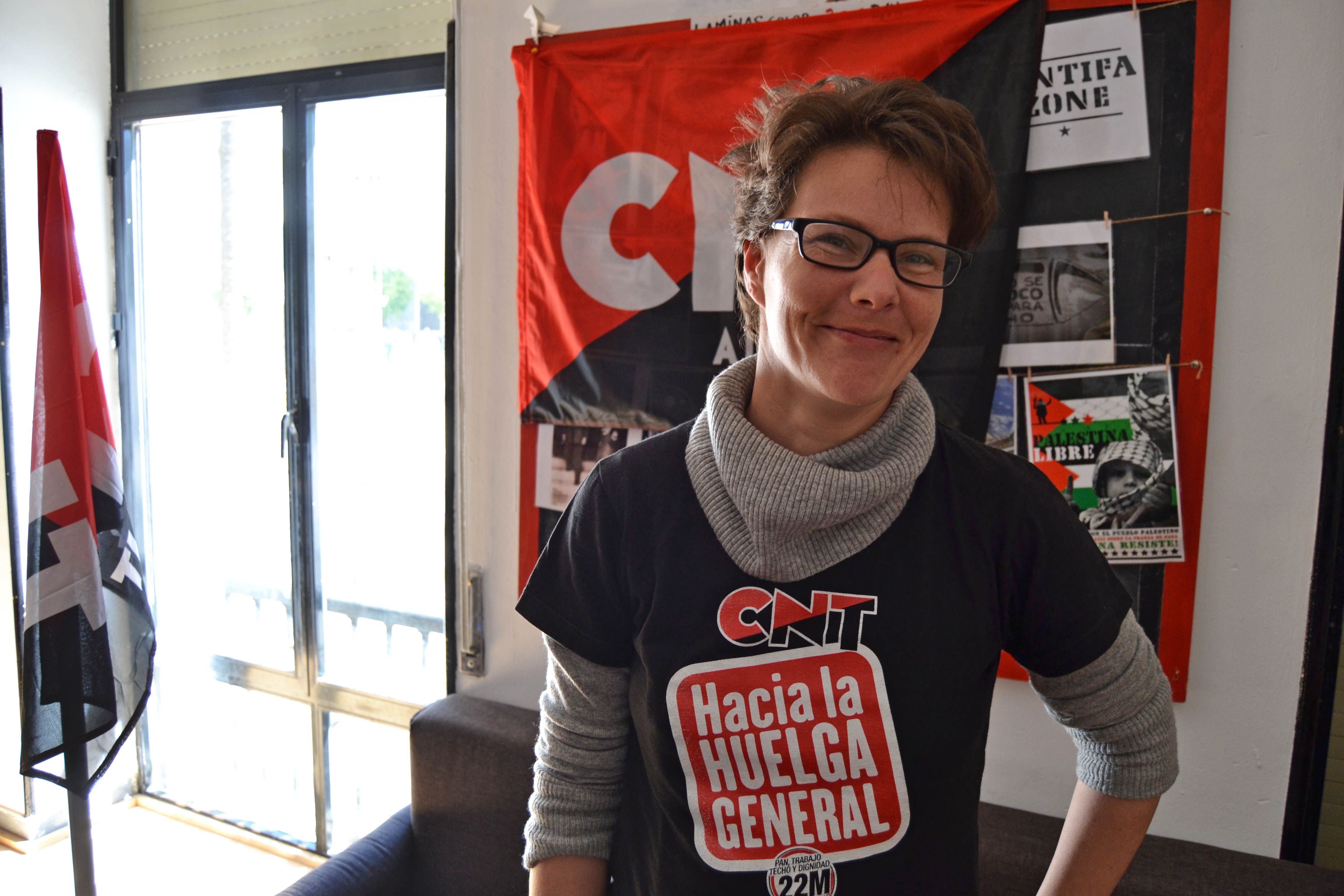 Aurora Van Echelpoel, secretaria de la CNT en Jerez. FOTO: CLAUDIA GONZÁLEZ ROMERO. 