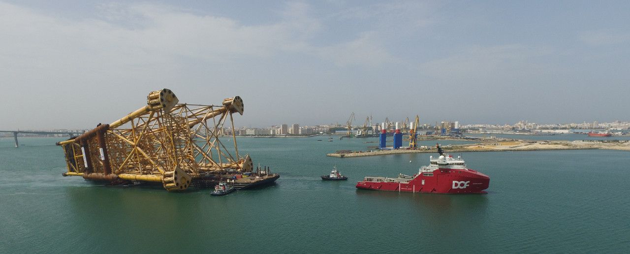 Una plataforma, en las instalaciones de Dragados Offshore en Puerto Real.