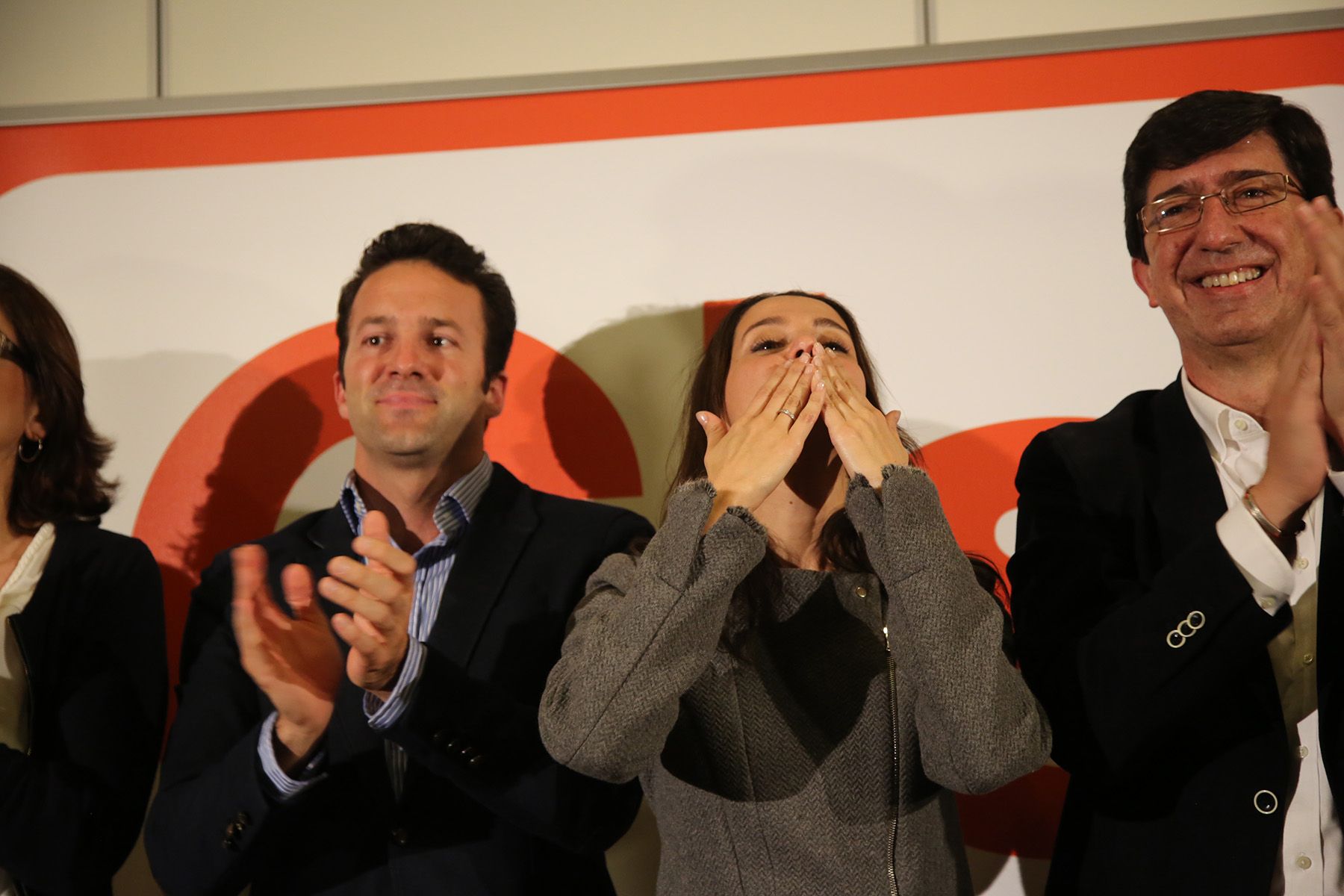 Pérez junto a Arrimadas y Marín, en un mitin en Jerez en febrero del año pasado. FOTO: JUAN CARLOS TORO