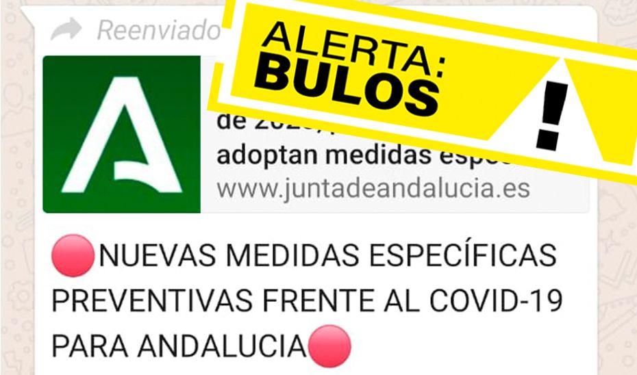 Uno de los bulos hechos llegar por redes sociales sobre un confinamiento en Andalucía.