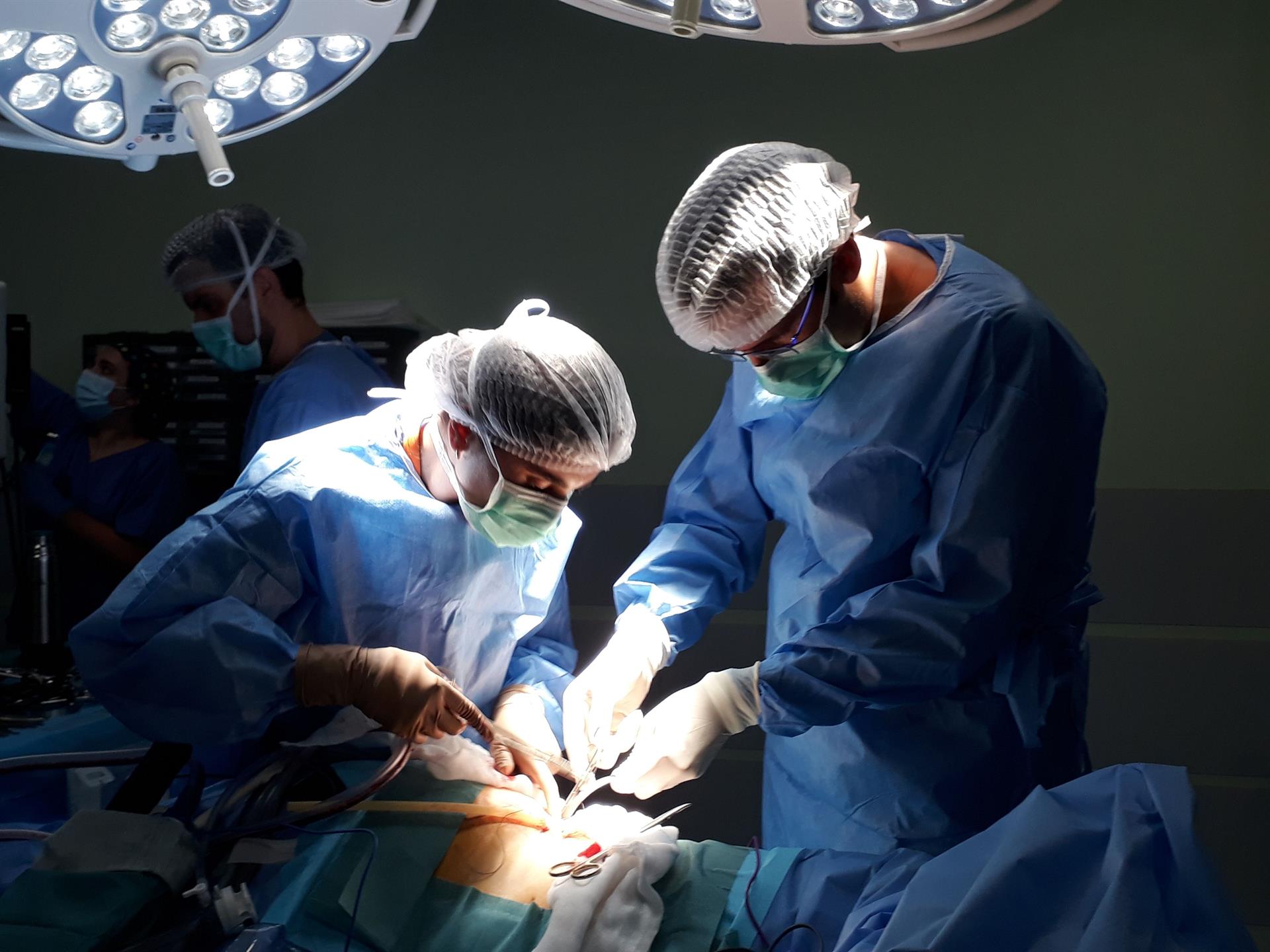 Profesionales del servicio de Urología del Hospital Universitario de Valme de Sevilla operando un riñón.