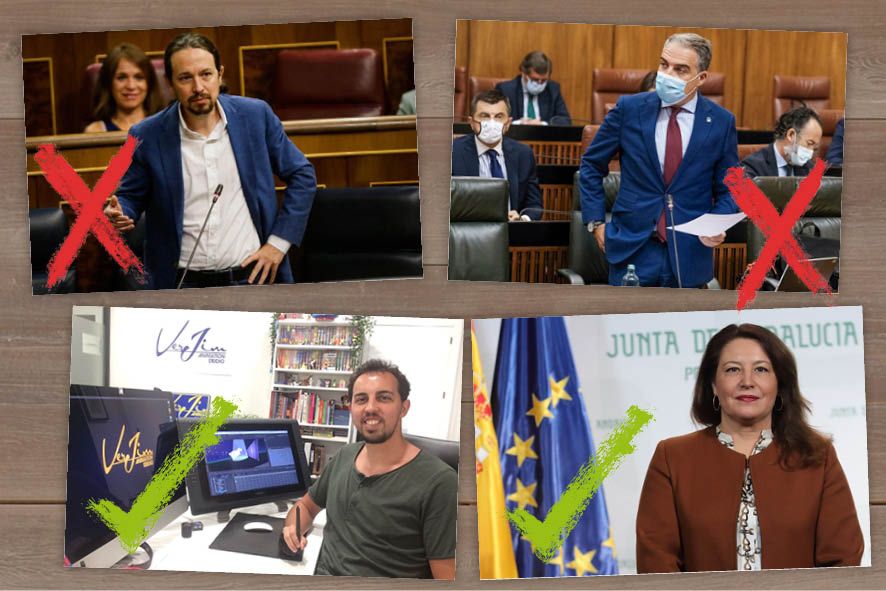 Voces y afonías: Pablo Iglesias, Elías Bendodo, Rafael Vera y Carmen Crespo.