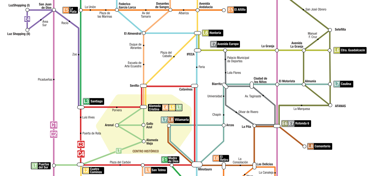 Plano de Metrobus Jerez, en la propuesta de Adelante para los autobuses.