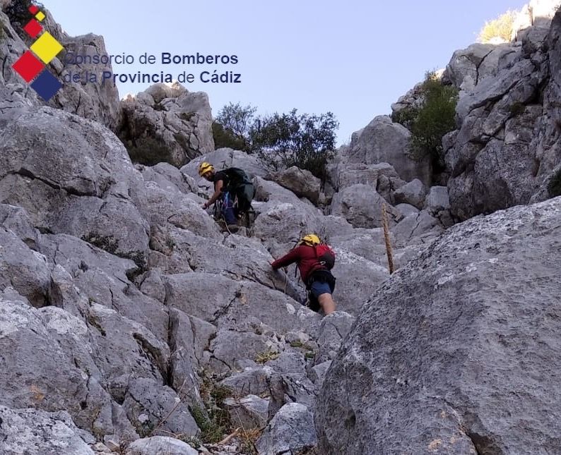 Un momento del rescate en Grazalema, este pasado lunes.