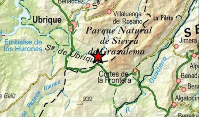 Terremoto detectado en Villaluenga, en una imagen del Instituto Geográfico Nacional.