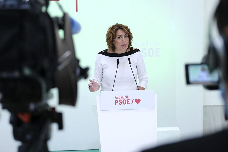 Susana Díaz, este lunes en rueda de prensa. Autor: PSOE-A