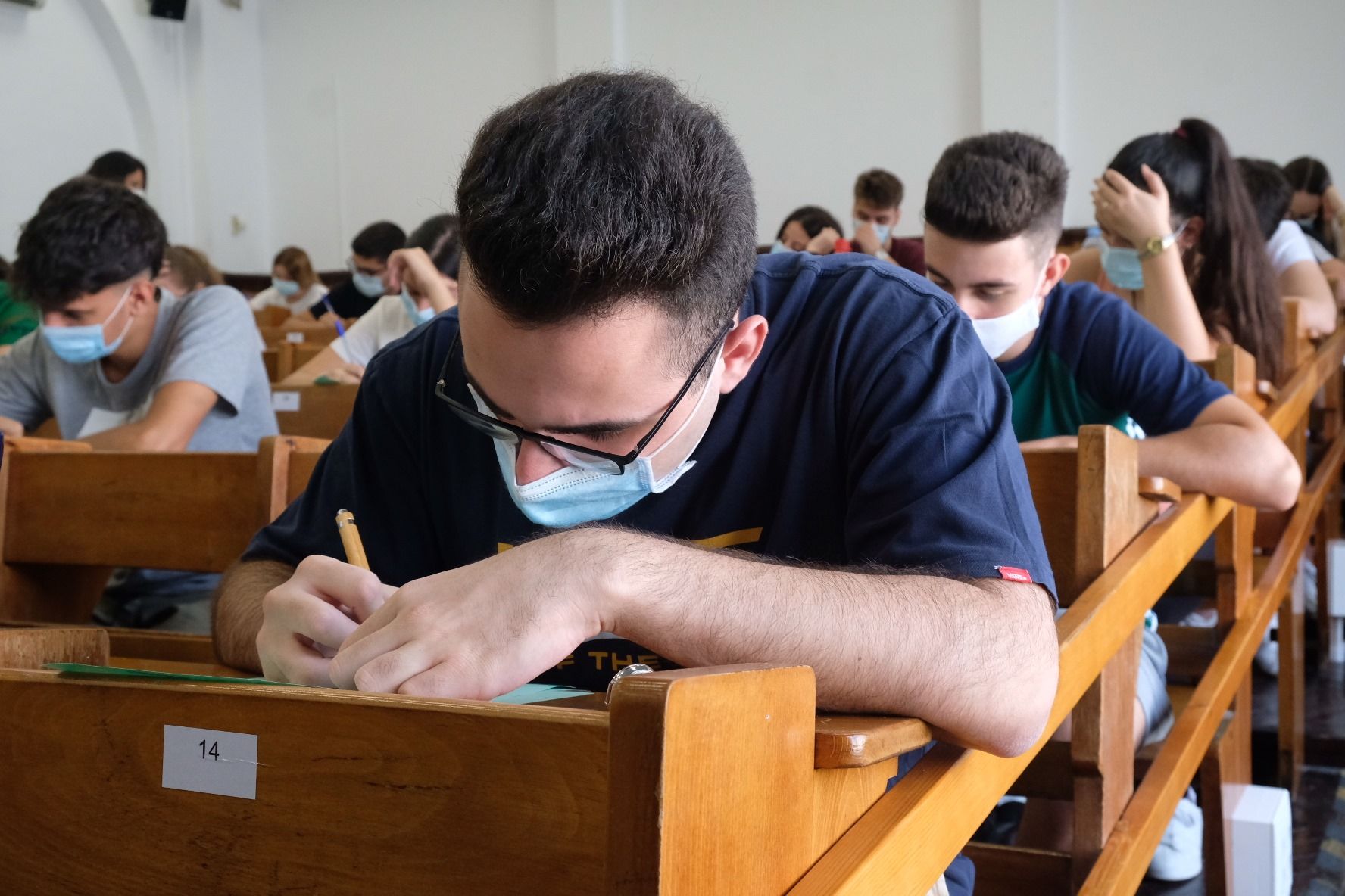 Una prueba presencial en la Hispalense durante la crisis del coronavirus. FOTO: US