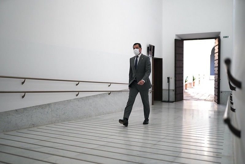 Juan Manuel Moreno, este pasado lunes en el Palacio de San Telmo. Autor: Junta