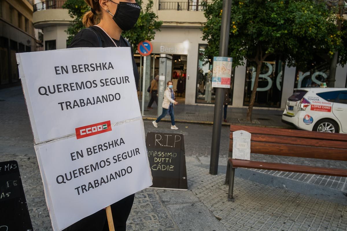 Protestas en el Bershka de Cádiz, semanas atrás.