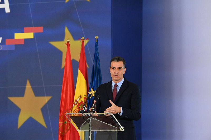 El presidente del Gobierno, Pedro Sánchez, ha viajado a la Comunidad Foral de Navarra para reunirse con su presidenta, María Chivite. Autor: Moncloa