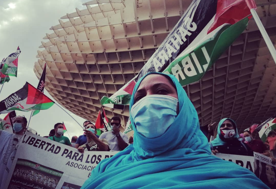 Una protesta de saharauis, durante una concentración celebrada en Sevilla. Autora: V.Perondi