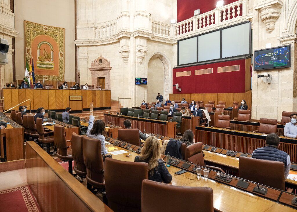 El Parlamento de Andalucía, durante la sesión de este jueves.