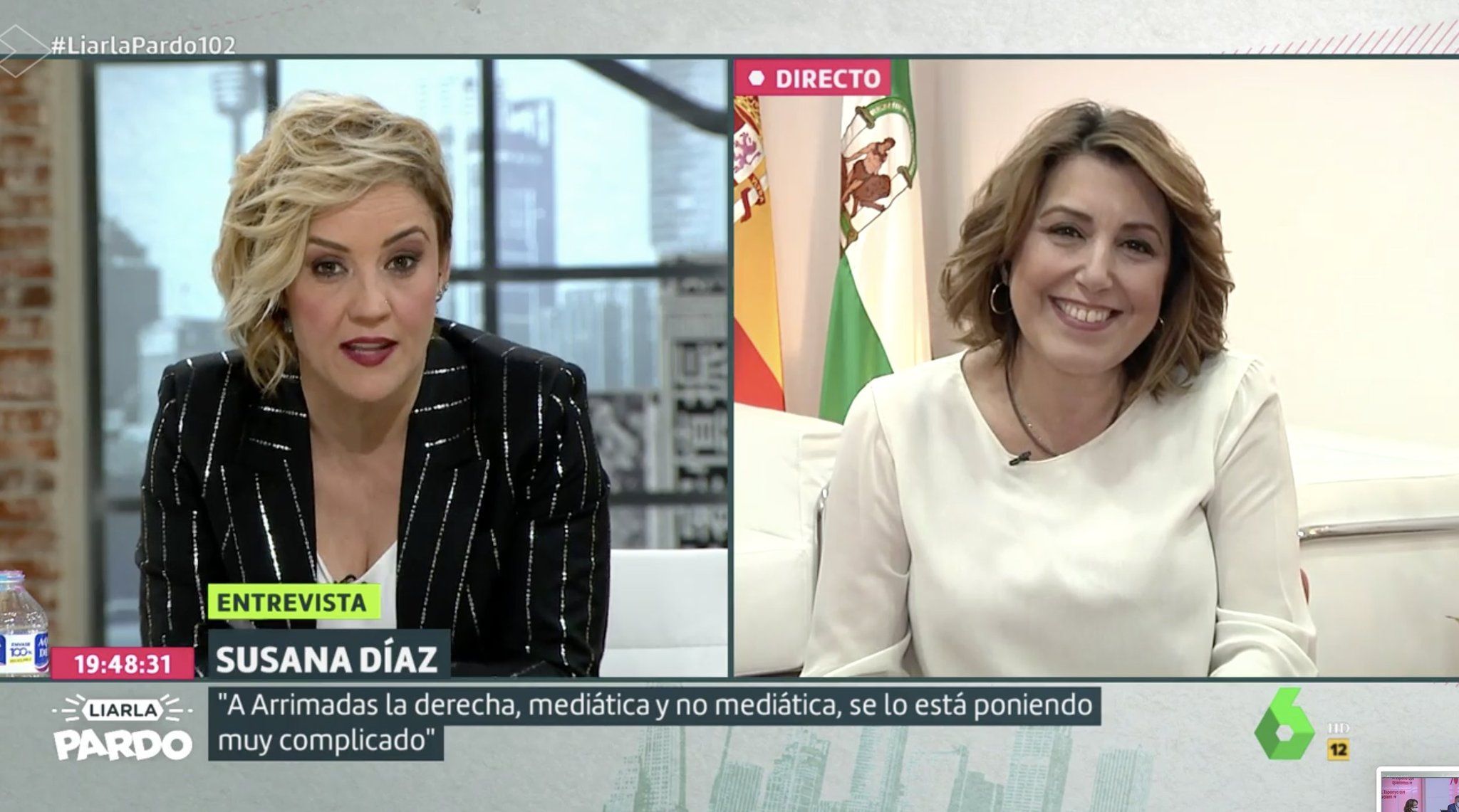 Un momento de la entrevista de Susana Díaz en 'La Sexta', este pasado domingo.