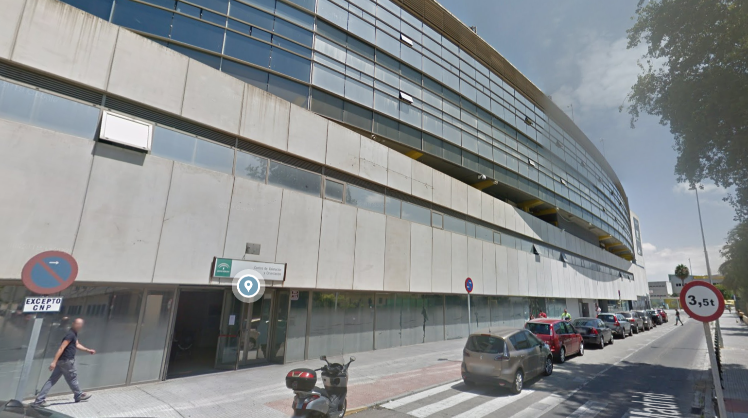 Juzgados de Cádiz, situados en el estadio Carranza, en una imagen de Google Maps.