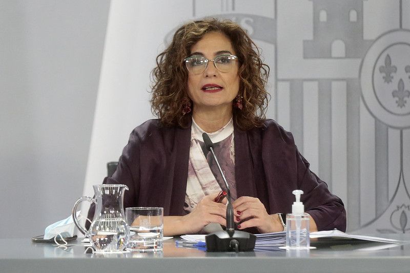 La ministra de Hacienda, María Jesús Montero, en rueda de prensa, días antes de conocerse el reparto de los fondos covid.