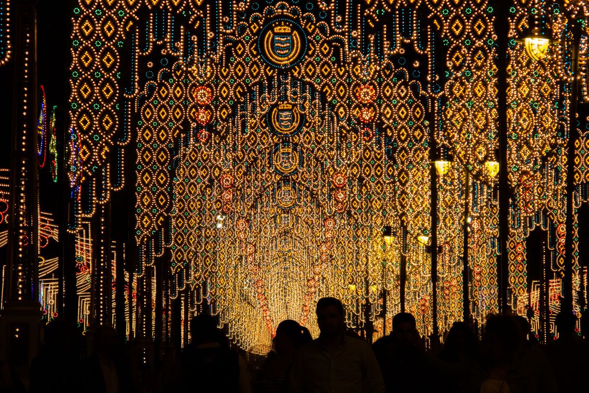 Alumbrado en la Feria del Caballo de Jerez.