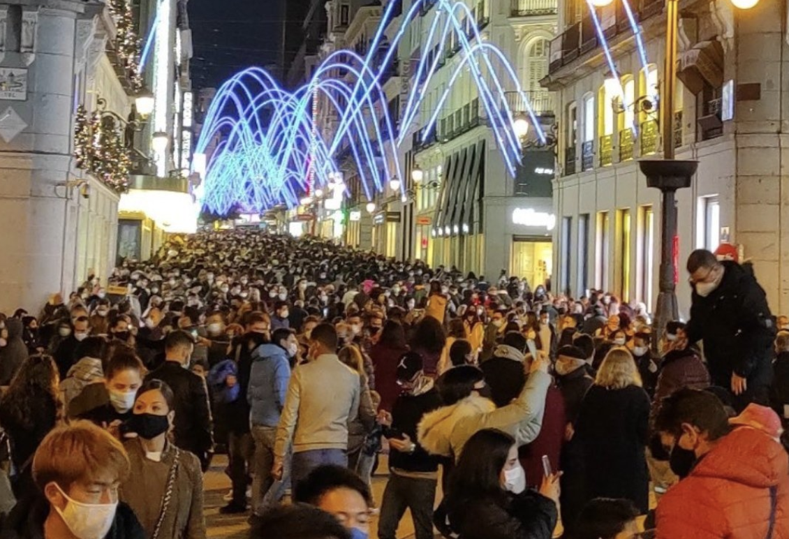Aglomeraciones este fin de semana en la madrileña calle Preciados.