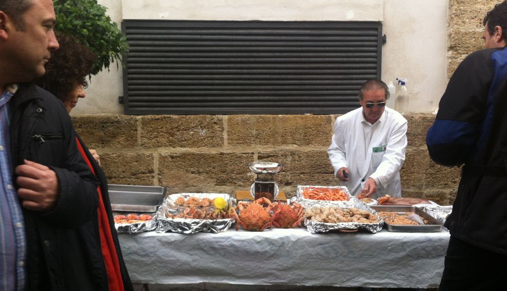 Mariscos en la calle.