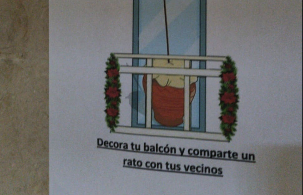 Cartel que anuncia la Zambomba en los balcones de El Almendral, el próximo domingo.
