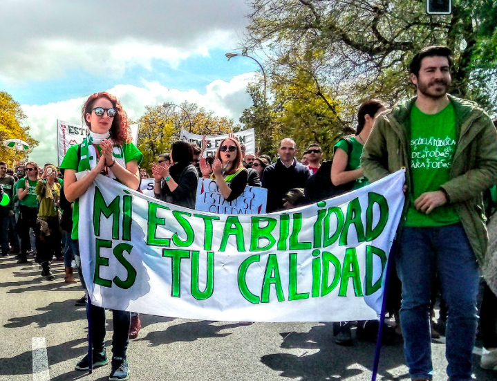 Una pasada manifestación en Cádiz por la estabilidad de los interinos en Andalucía. FOTO: JOSÉ DAVID SÁNCHEZ.