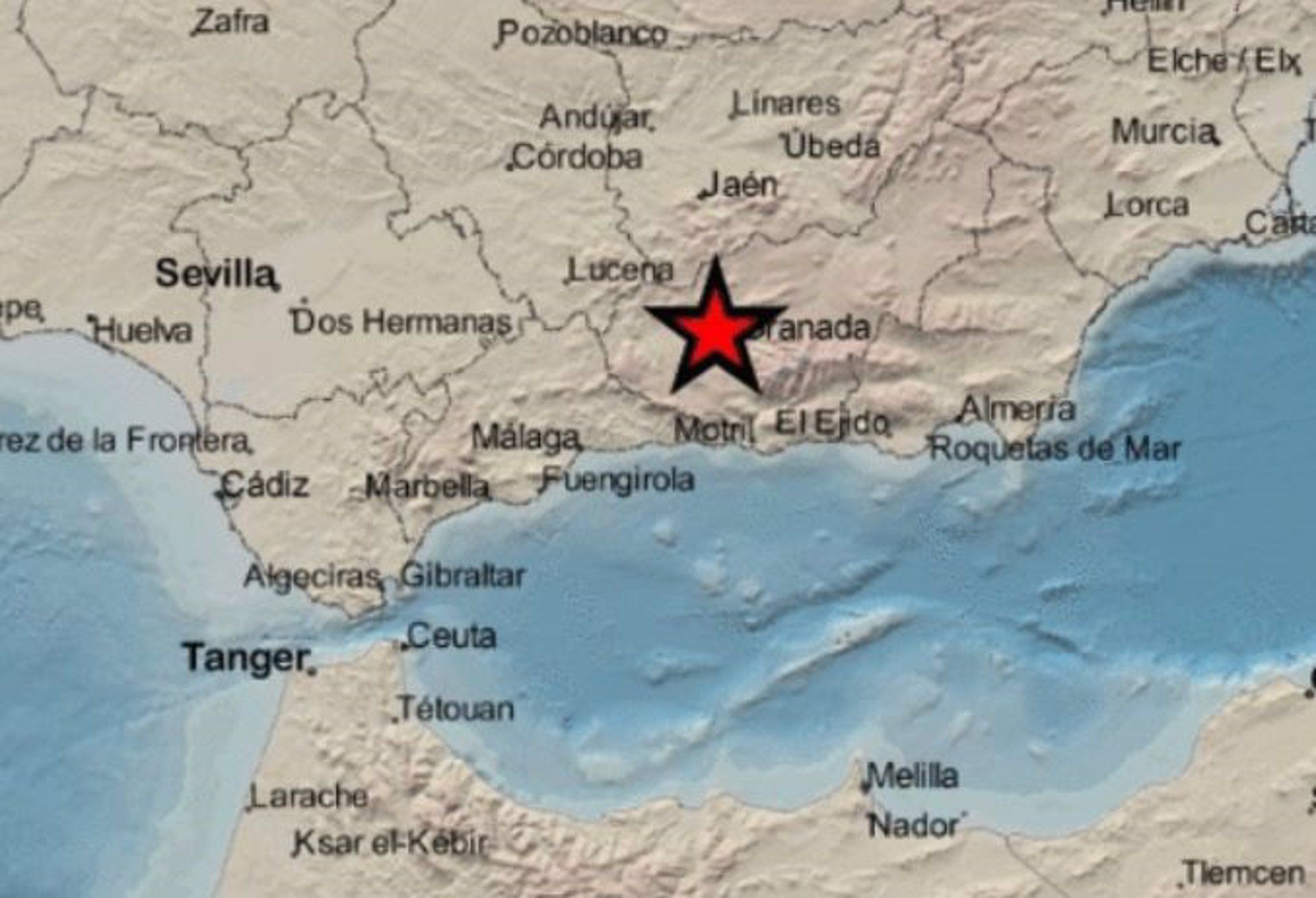 Epicentro del terremoto detectado en Atarfe, en la provincia de Granada.