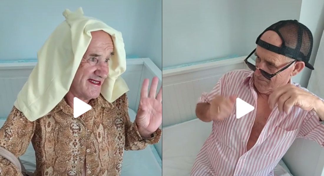 Capturas de imagen de dos vídeos subidos a 'TikTok' por el abuelo Cele. 