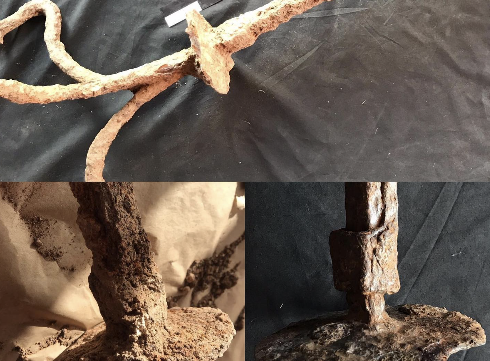 El candelabro romano de Zahara de la Sierra, en su fase de recuperación por Arq Patrimonio.