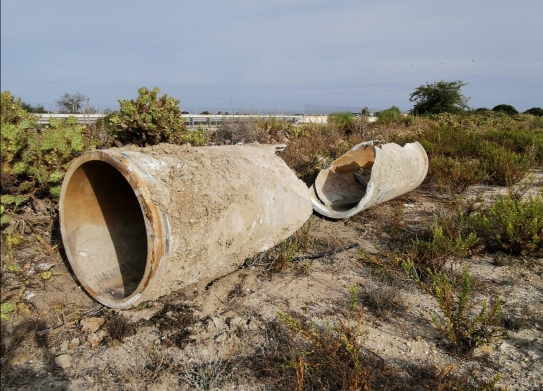 Tubos de amianto abandonados en el parque natural Bahía de Cádiz. Tubos de amianto abandonados en el parque natural Bahía de Cádiz.
