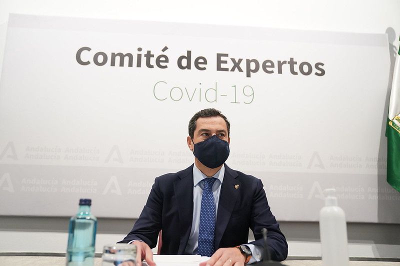 Moreno presidiendo, este pasado jueves, el comité de expertos de la Junta. Autor: Junta