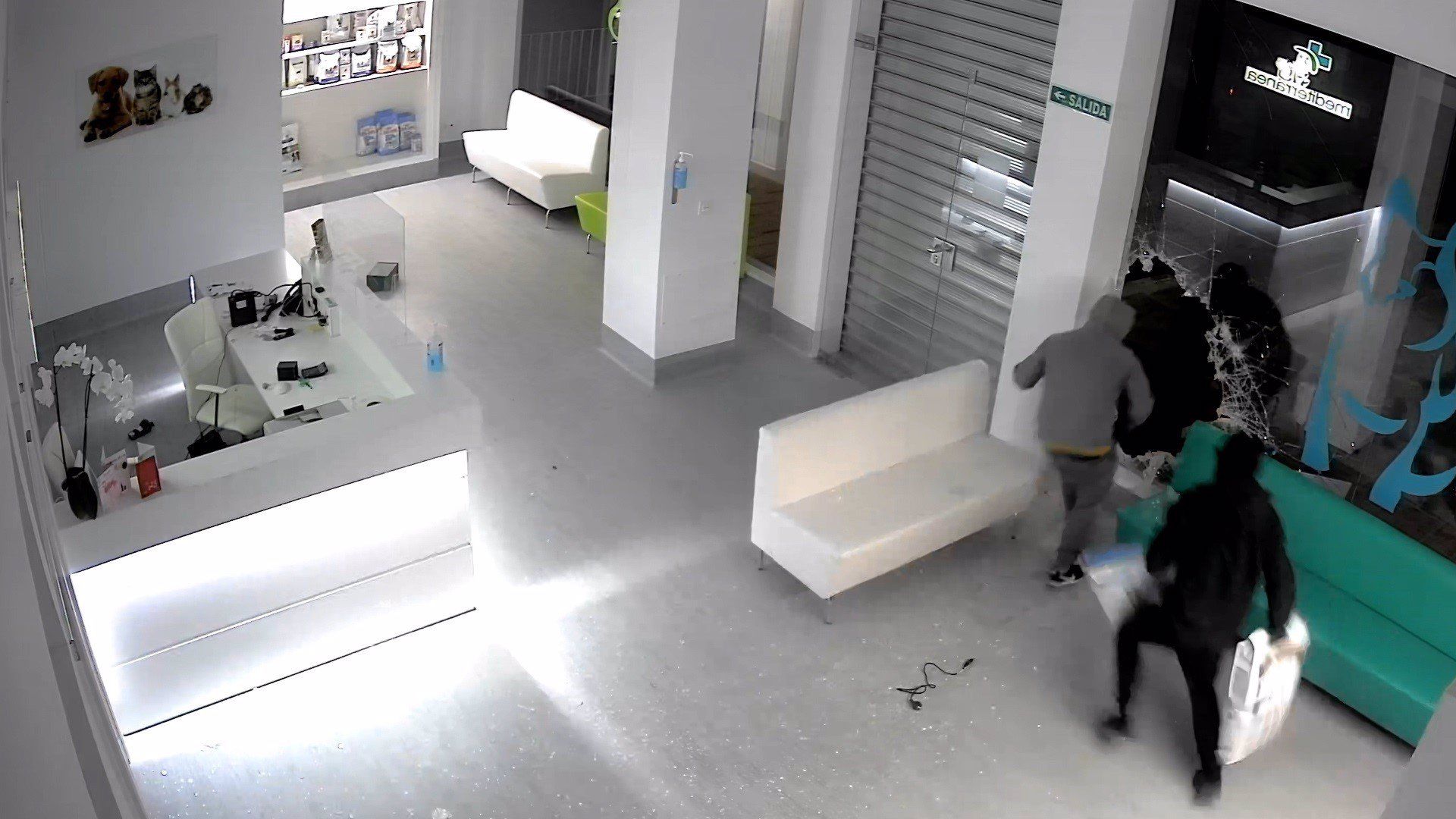 Los dos detenidos por robos en tiendas de telefonía móvil, en una de sus actuaciones delictivas. Autor: GUARDIA CIVIL