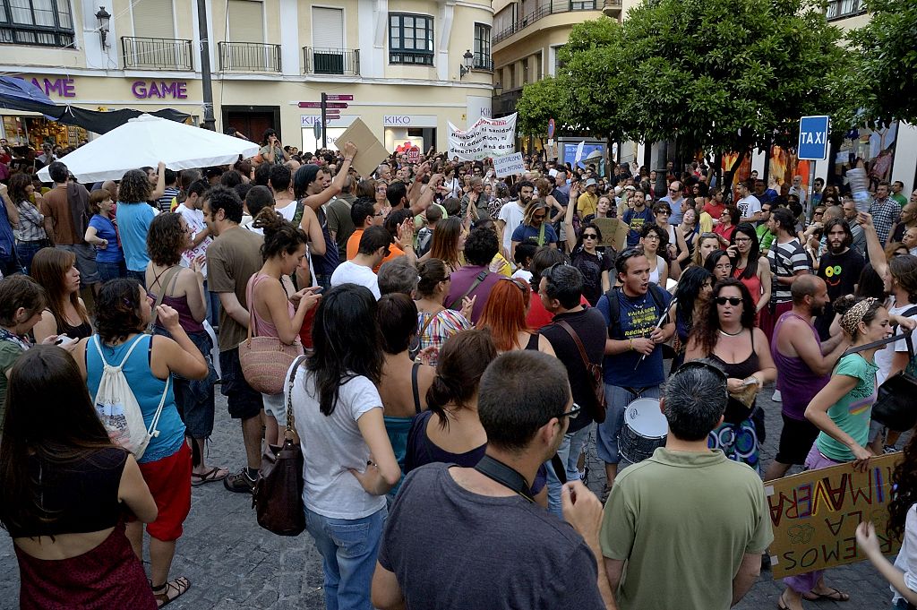 Una concentración del 15-M en Cádiz.