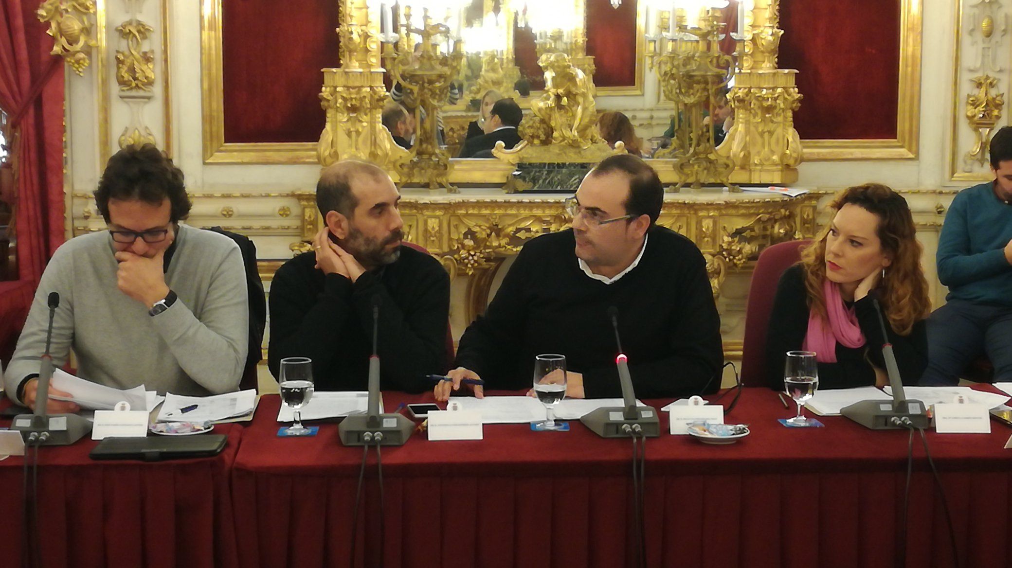 Hugo Palomares (en el centro) en un pleno de la Diputación de Cádiz.