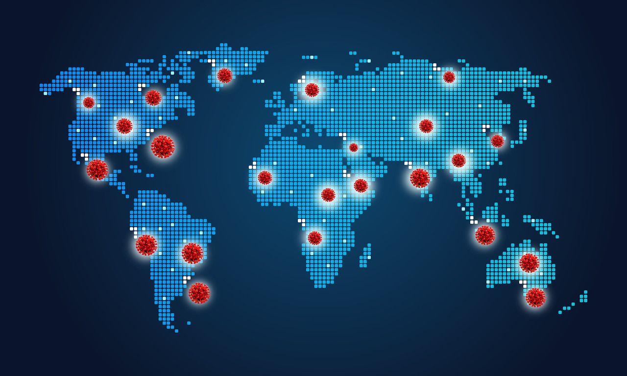 El coronavirus en el mundo, en una ilustración de Pixabay.