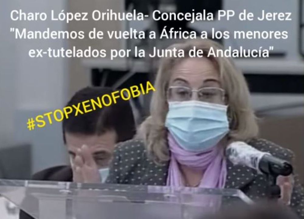 Montaje de Ganemos sobre la concejala del PP de Jerez, Rosario López.