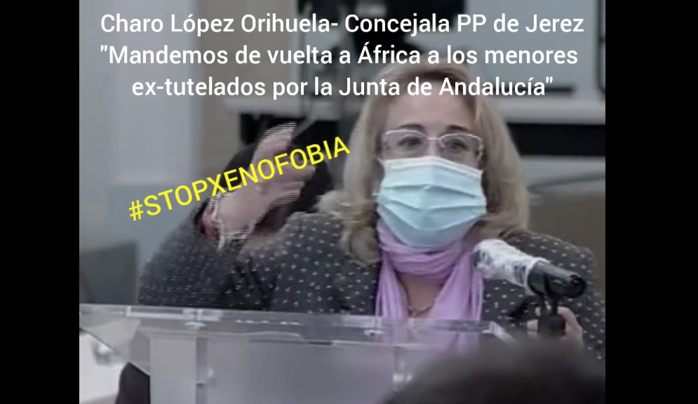 Chari López, concejal del PP, durante su intervención racista en el pleno.