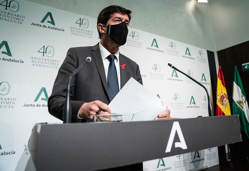 El vicepresidente de la Junta, Juan Marín, en una rueda de prensa reciente.