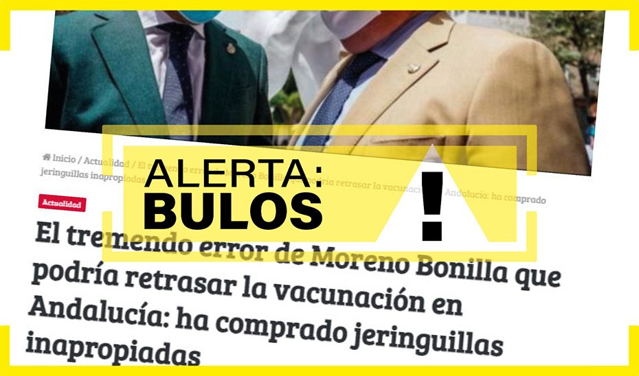 Es falso que la Consejería de Salud haya comprado jeringuillas equivocadas para la vacuna de la Covid.