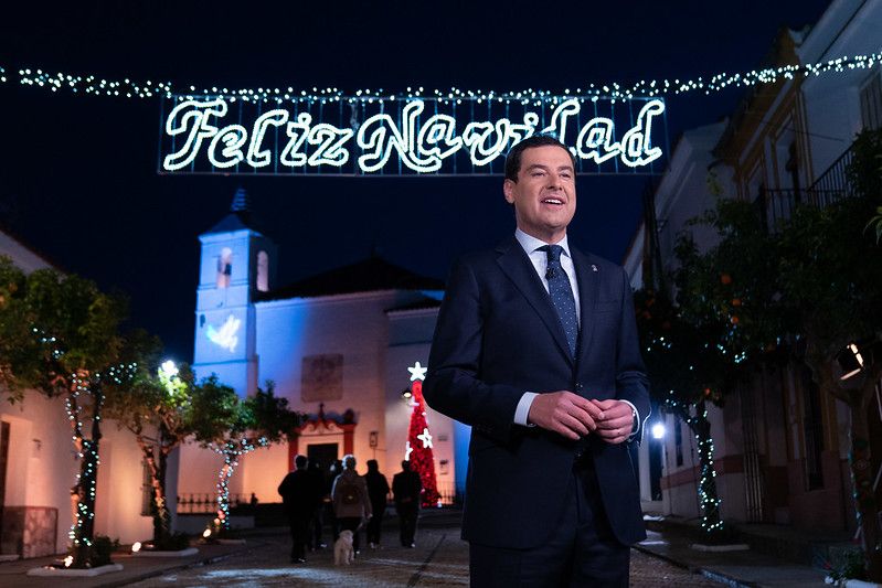 Mensaje de Moreno Bonilla, el pasado 31 de diciembre de 2019, en Cumbres de Enmedio (Huelva). Autor: Junta