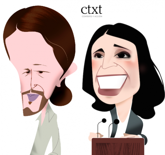 Una caricatura de Pablo Iglesias e Irene Montero. VIÑETA: LUIS GRAÑENA.
