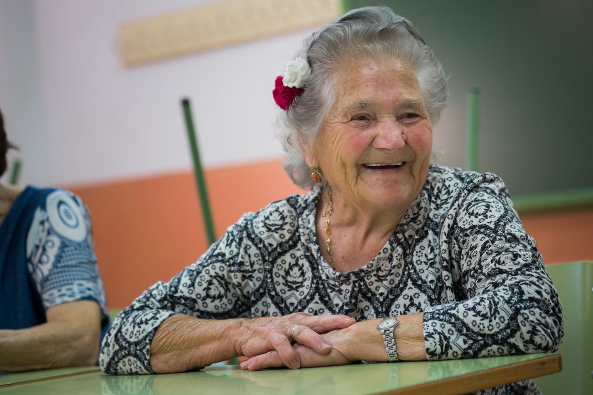 Amparo Perdigones en una de las aulas del IES San Telmo, durante la entrevista. FOTO: MANU GARCÍA. 