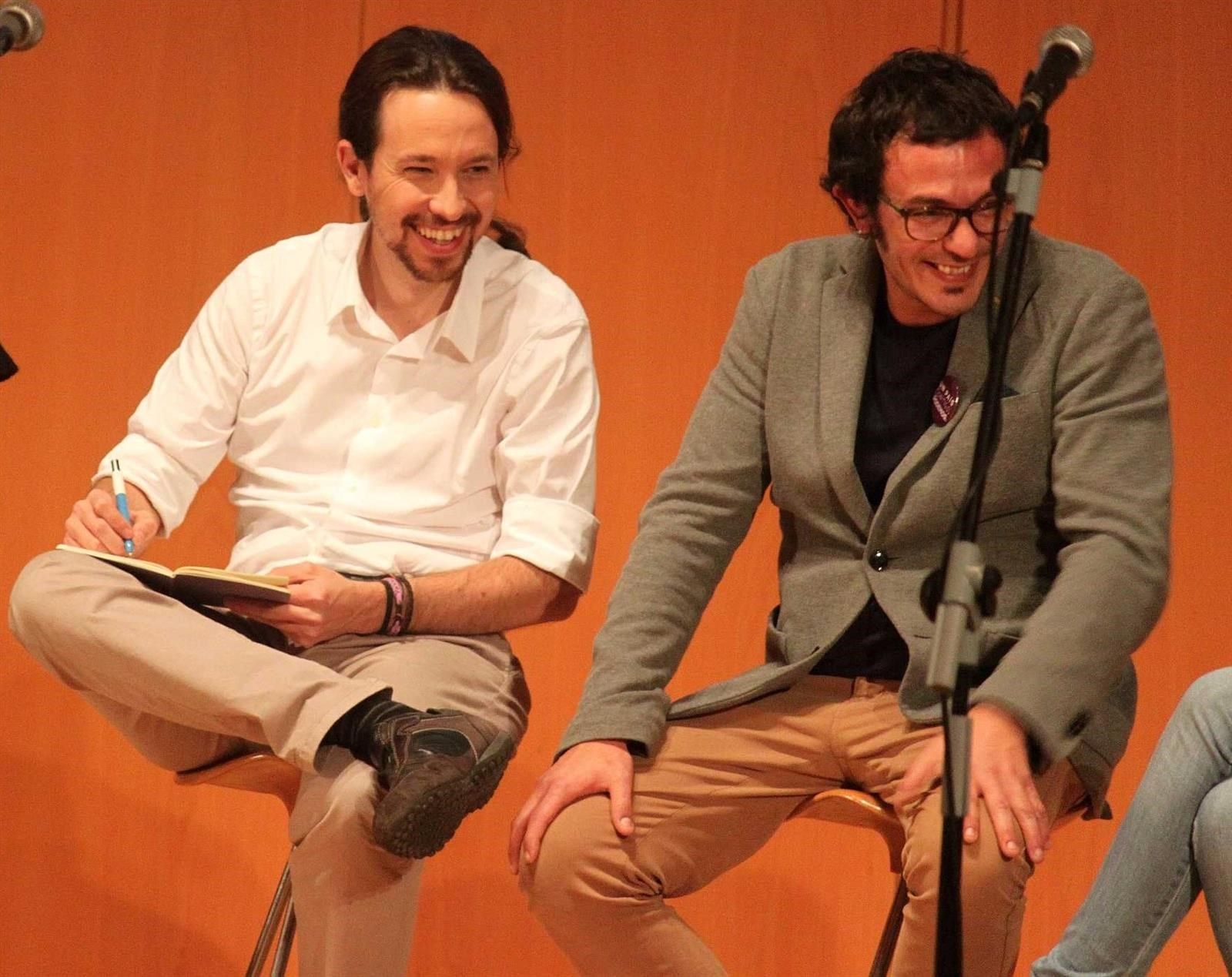 Pablo Iglesias y José María González en un acto del partido celebrado en Cádiz. 