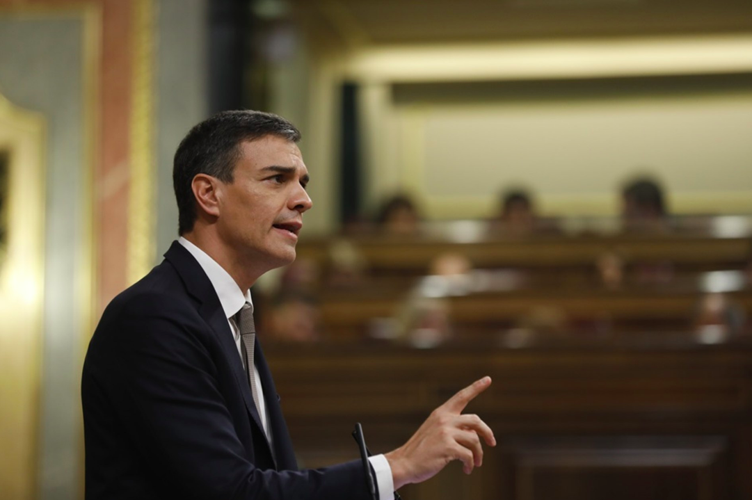 Pedro Sánchez, durante su intervención en el Congreso. FOTO: EUROPA PRESS.