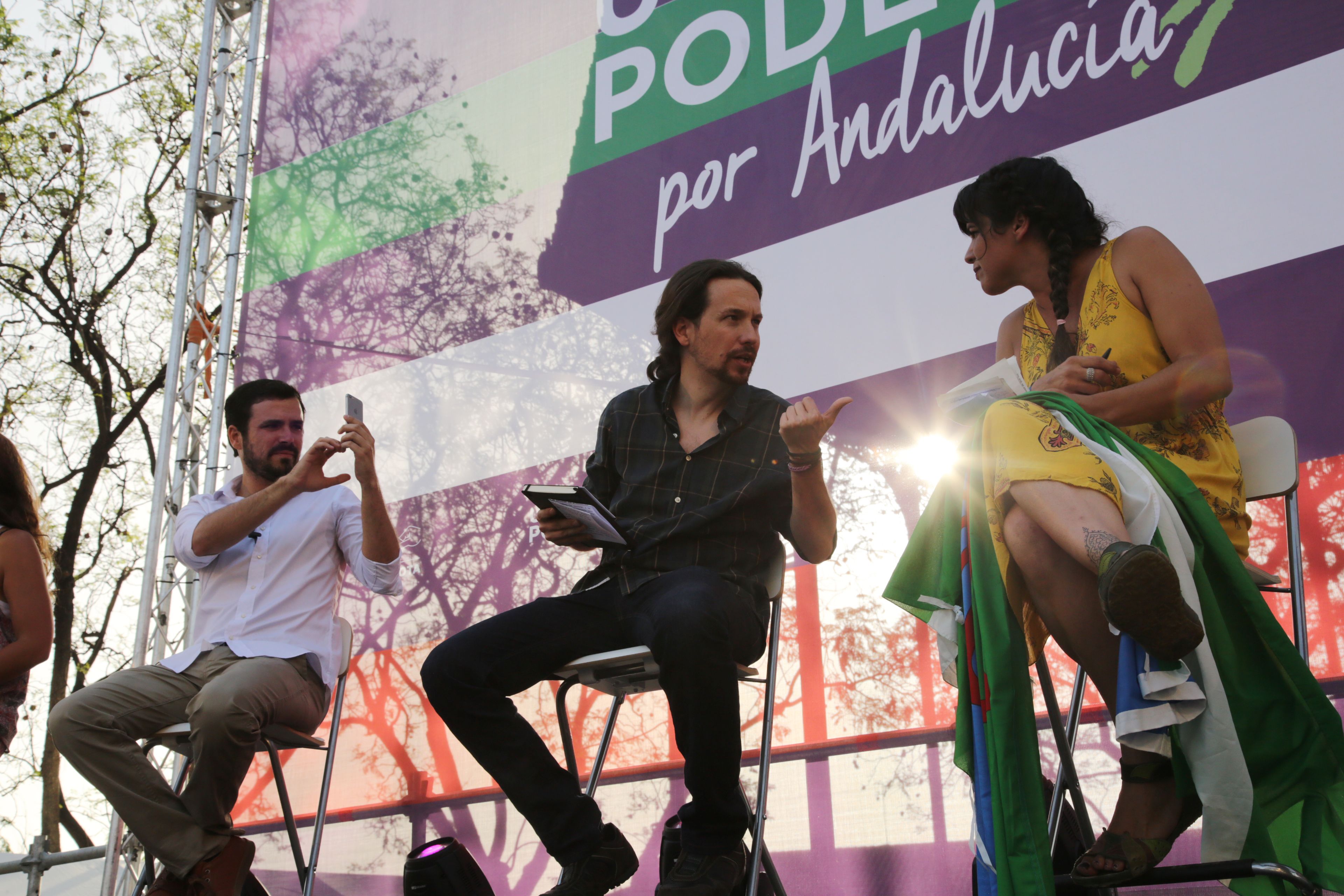 Iglesias y Rodríguez, en un mitin en Jerez, en un imagen de archivo.