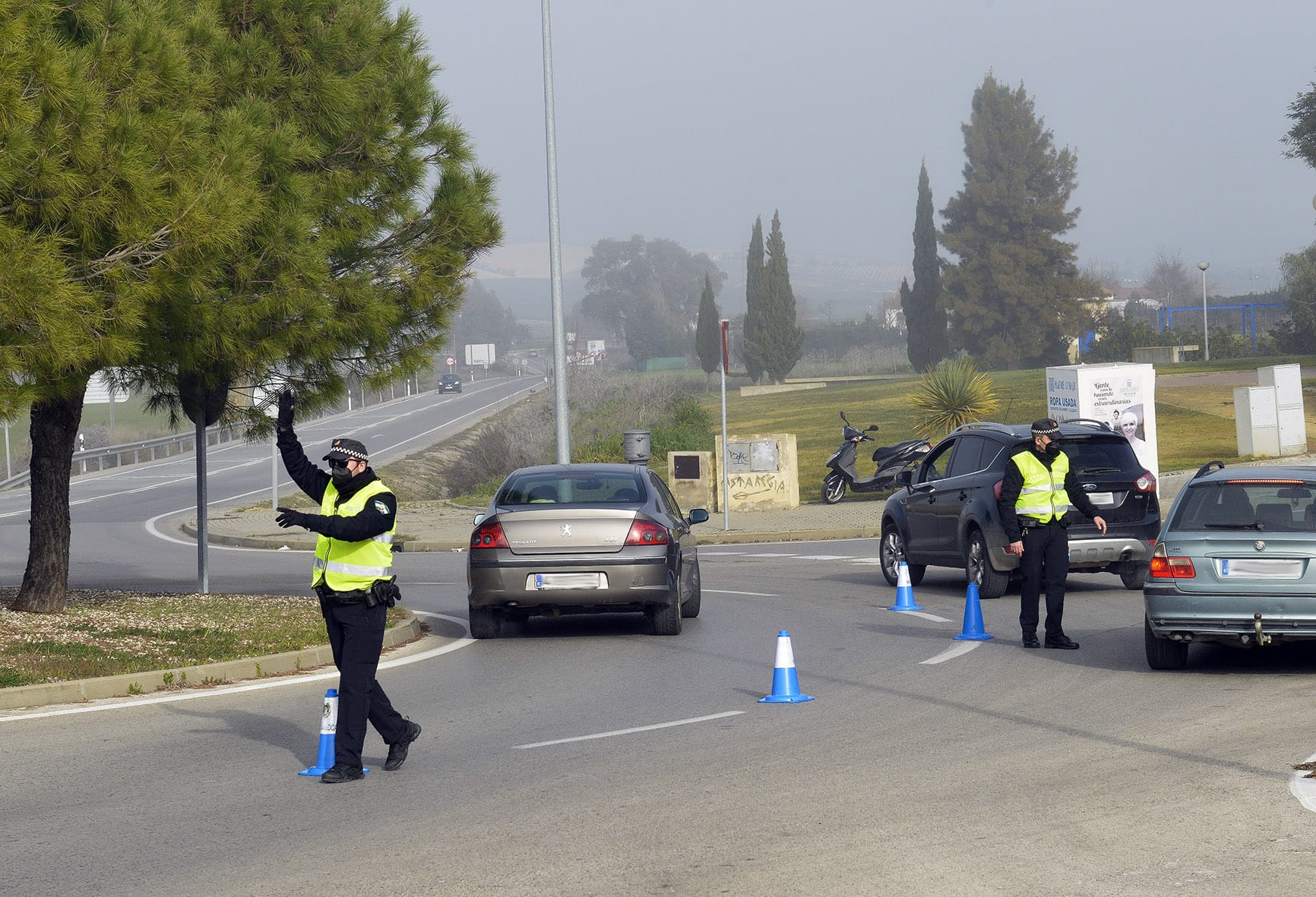 Controles policiales en Jerez, en enero.