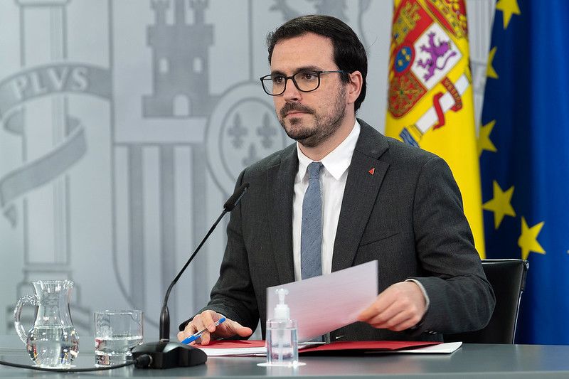 El ministro de Consumo, Alberto Garzón, en rueda de prensa.