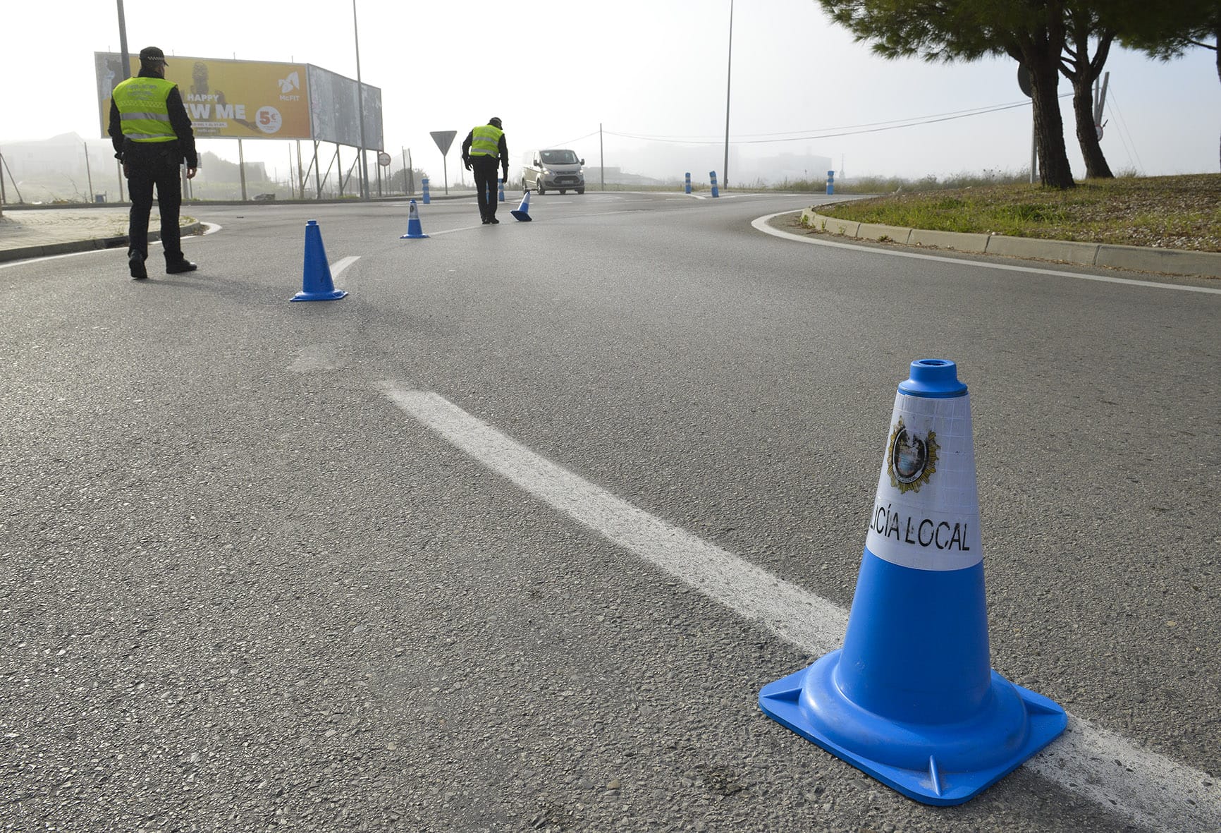 Un control de la Policía Local en Jerez por el cierre perimetral vigente en el municipio.