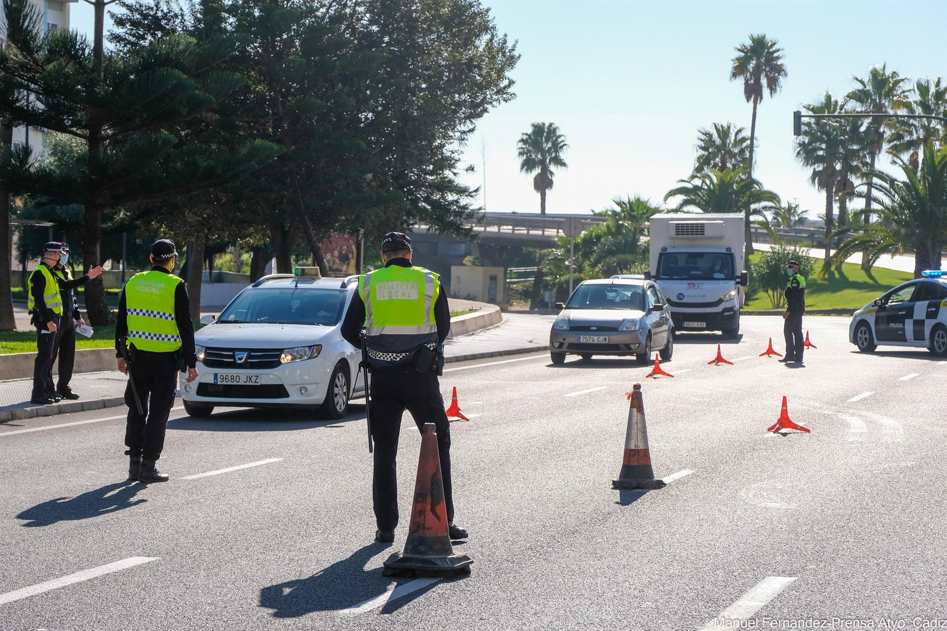 Control policial en Cádiz. Foto: Ayuntamiento de Cádiz.