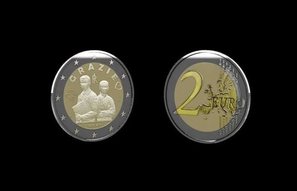 Moneda de 2 euros dedicada a los sanitarios en Italia.