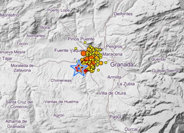 El registro de terremotos en la zona de Granada, actualizado a jueves 28 de enero. FOTO: 112 / IGN