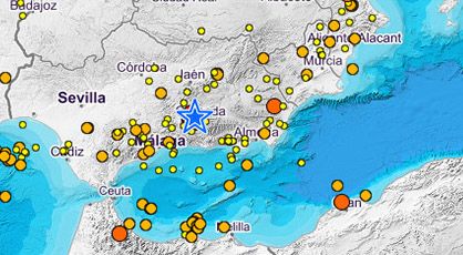 Actividad sísmica detectada en Granada y su entorno: Fuente: IGN